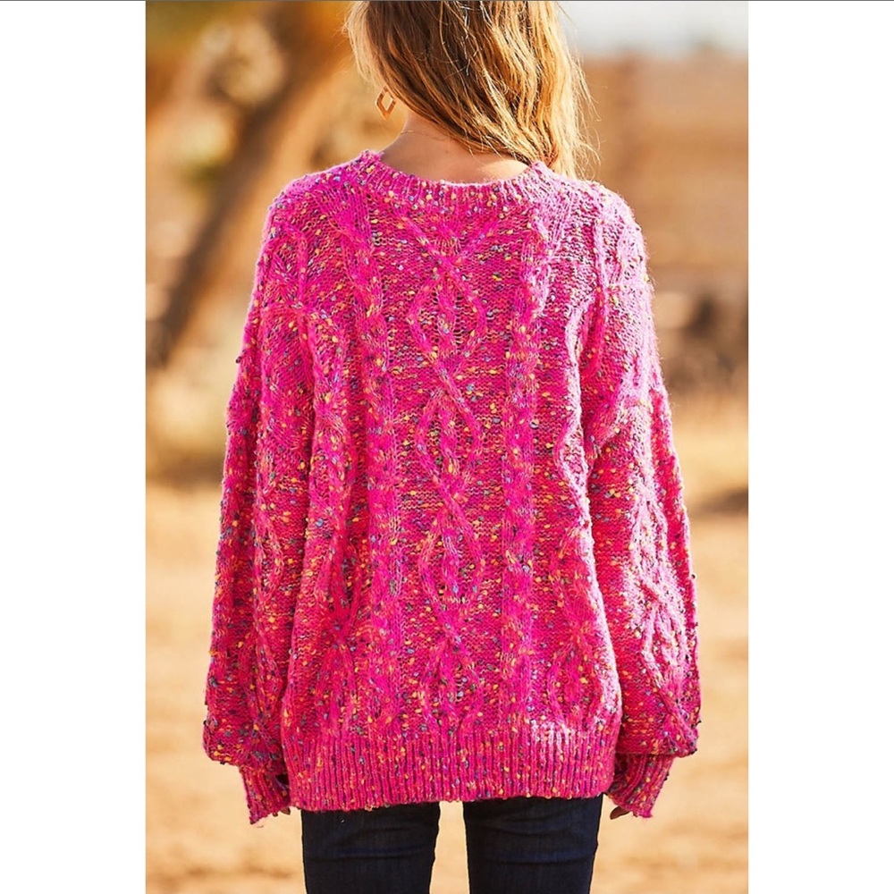 Fuchsia Pink Confetti Oversized Sweater - Picture 3 of 10